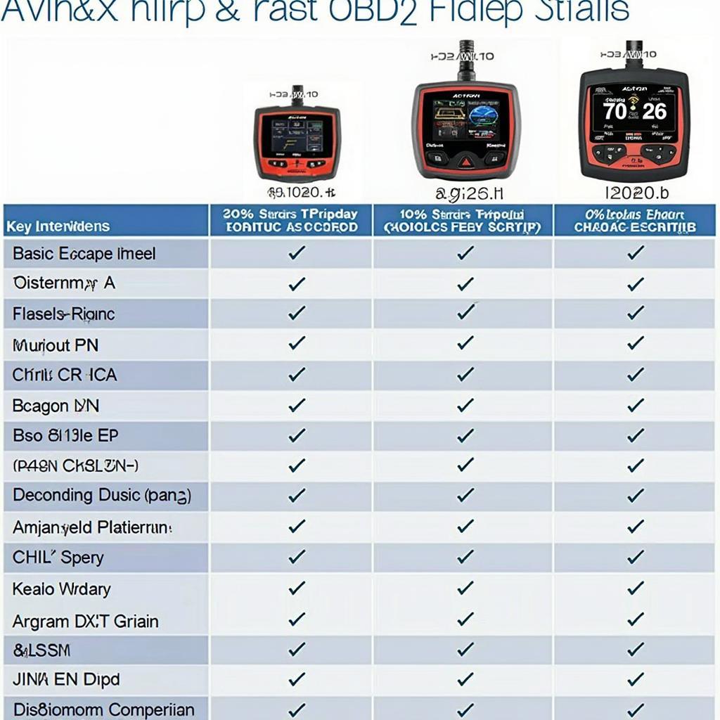 Actron OBD2 Scanner Comparison Chart