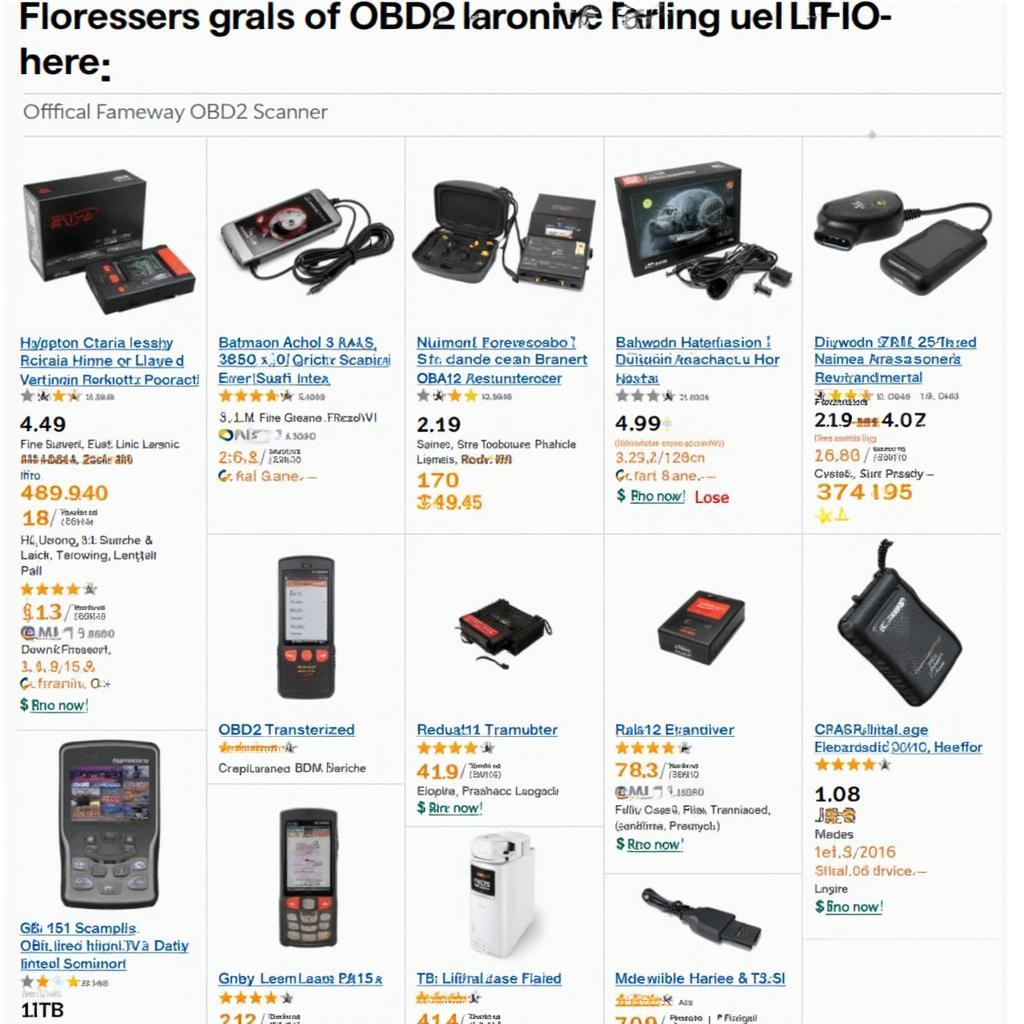 Wide selection of OBD2 scanners on AliExpress