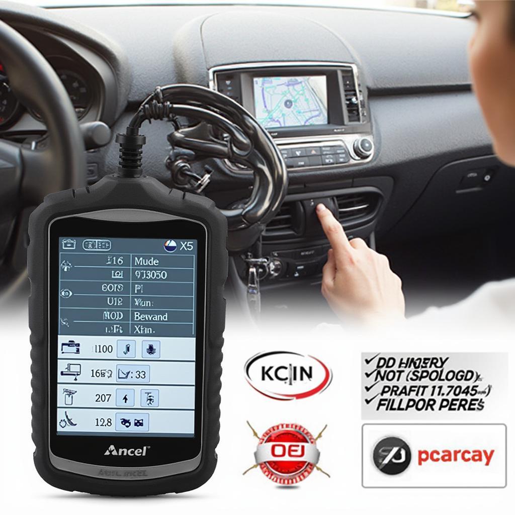 Ancel X5 OBD2 Scanner in Use Diagnosing Car Issue