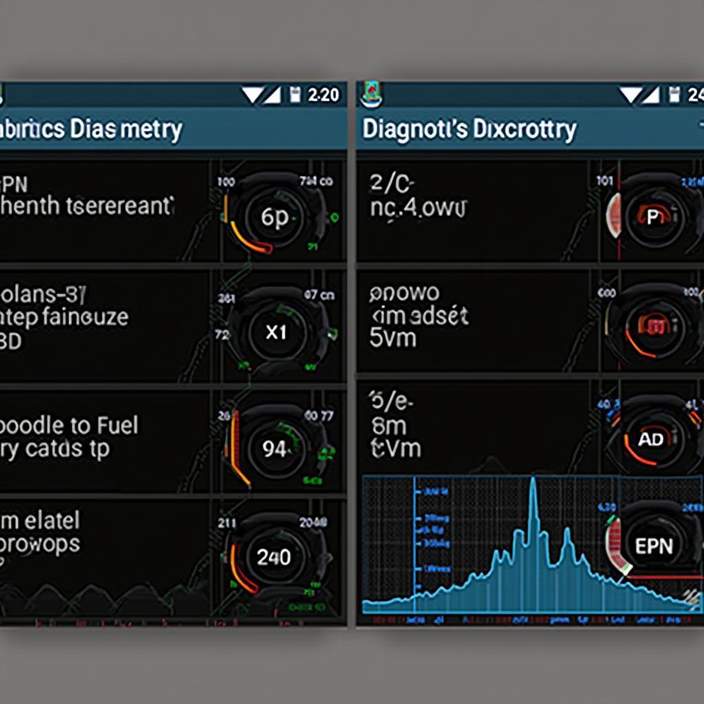 Android OBD2 App Interface Displaying Diagnostic Data