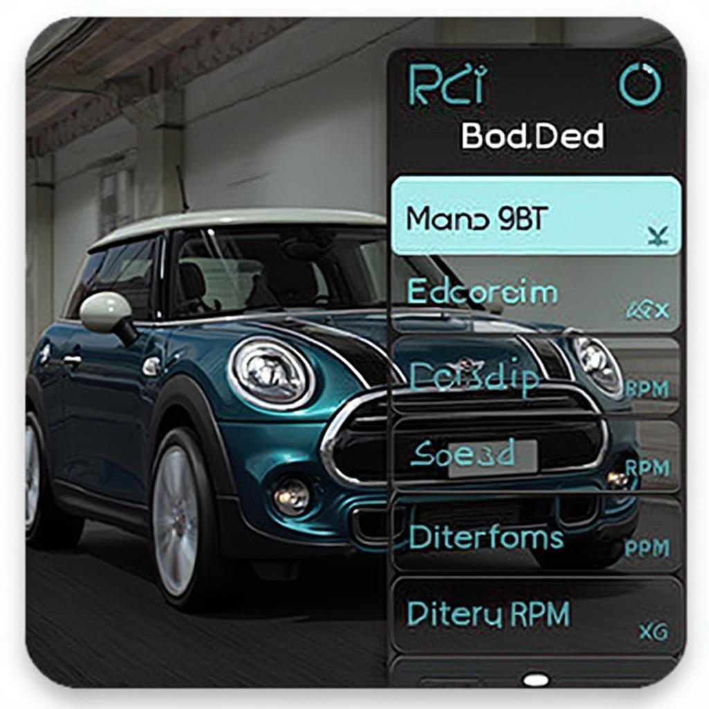 Android OBD2 app displaying Mini Cooper dashboard data