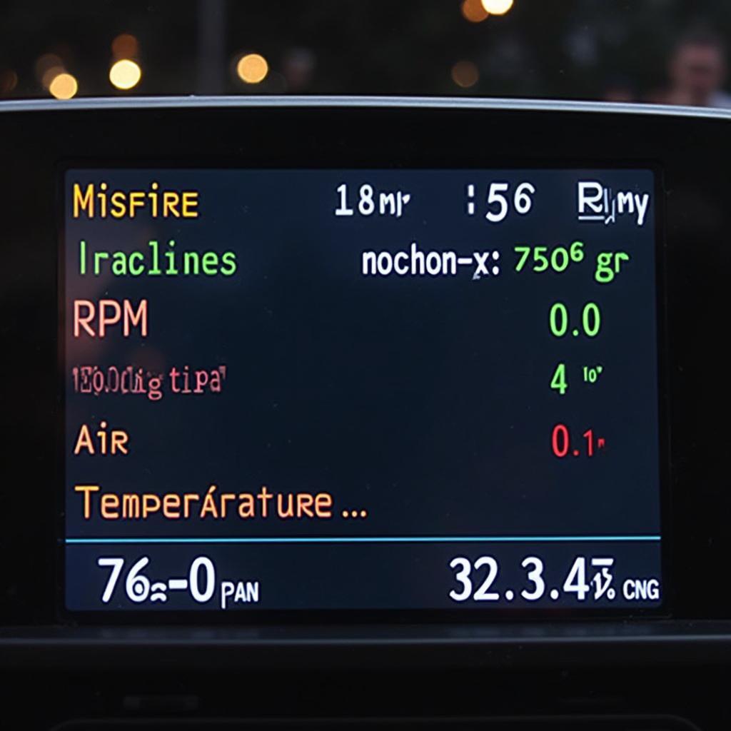 Android OBD2 app interface showing misfire data