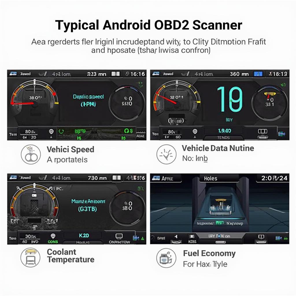 Android OBD2 Scanner App Dashboard Displaying Real-time Data