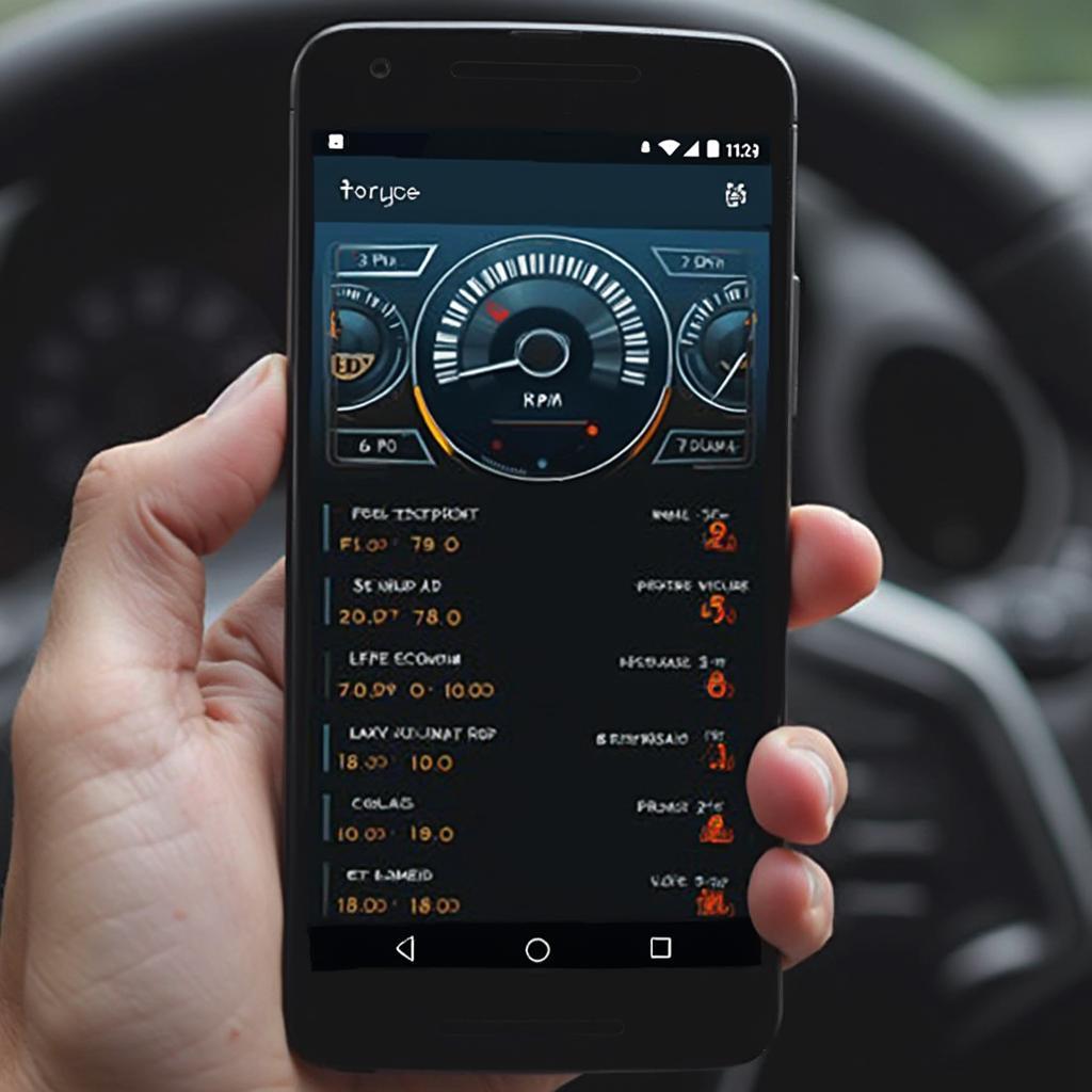 Android Torque App Dashboard Displaying Real-time Data