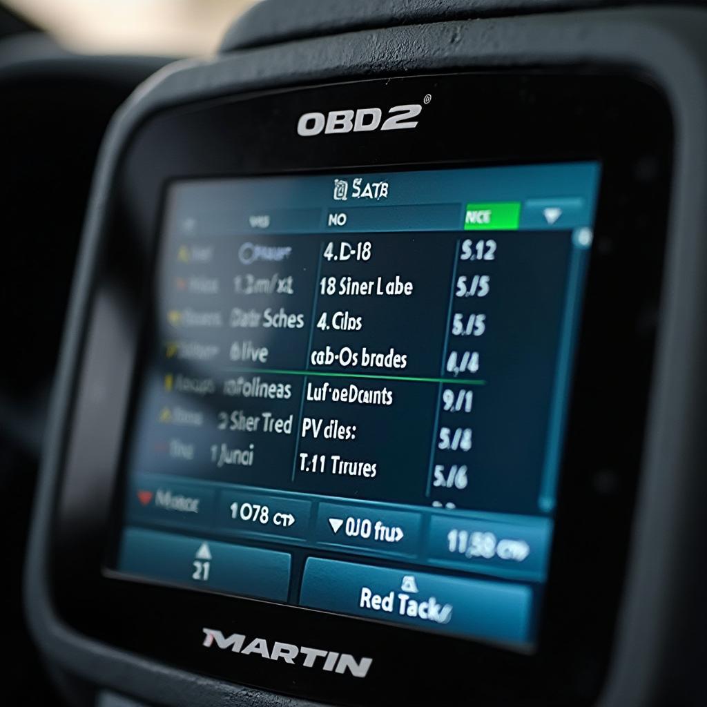 Aston Martin OBD2 Diagnostic Codes on a Scanner Screen