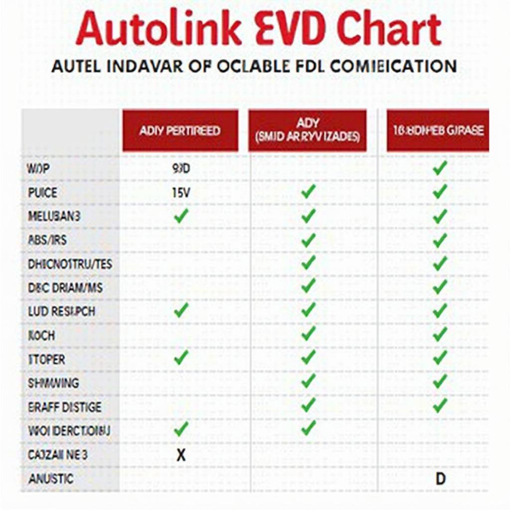 Autel Autolink OBD2 Scanner Models Comparison Chart