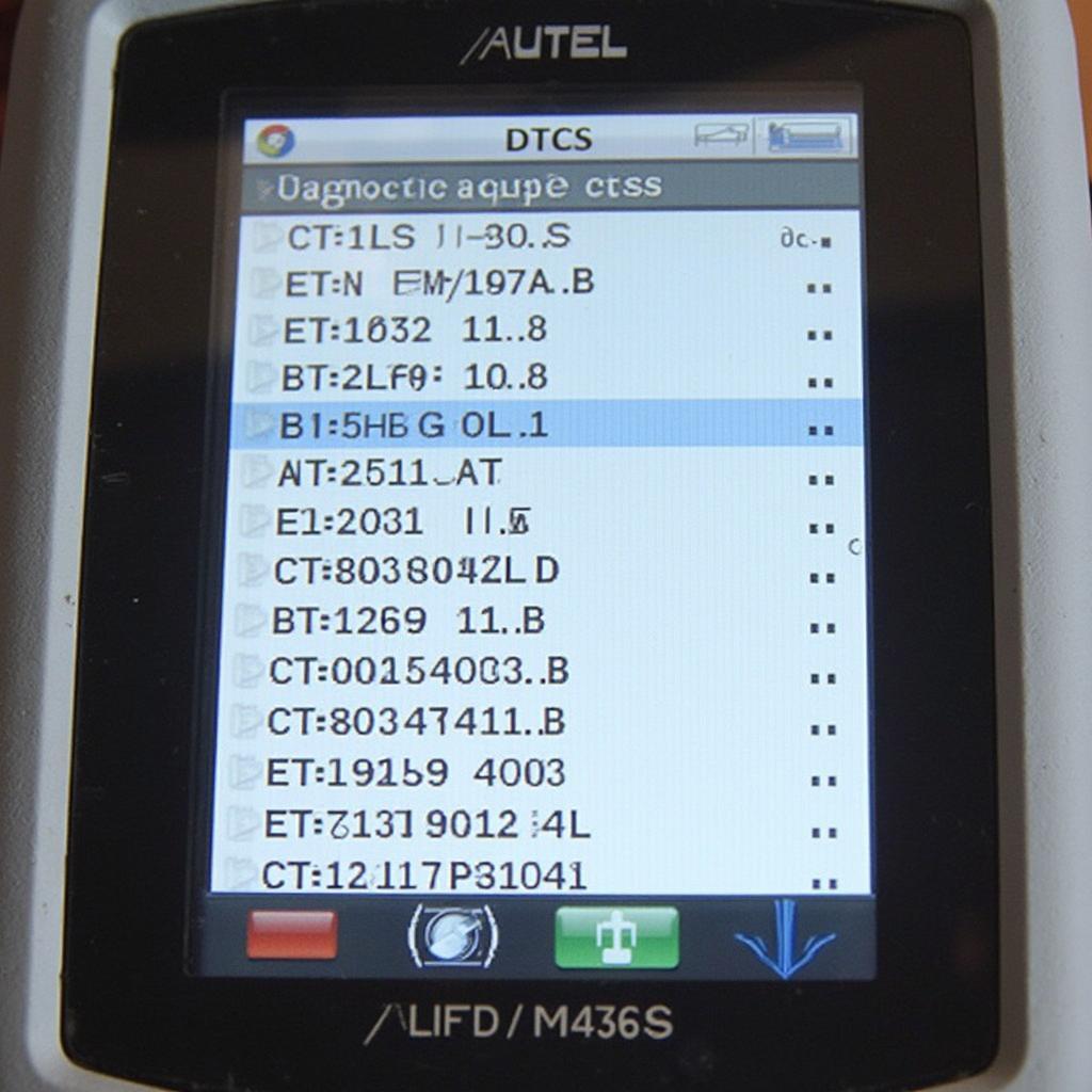 Autel MX808S OBD2 Scanner Displaying Diagnostic Trouble Codes