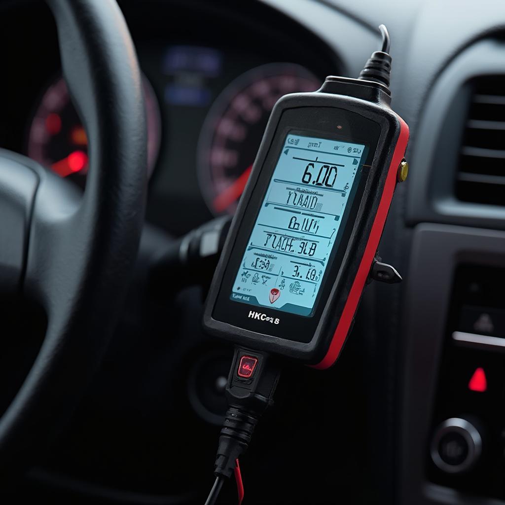 Auto Gauge OBD2 Scanner Connected to a Car's OBD2 Port