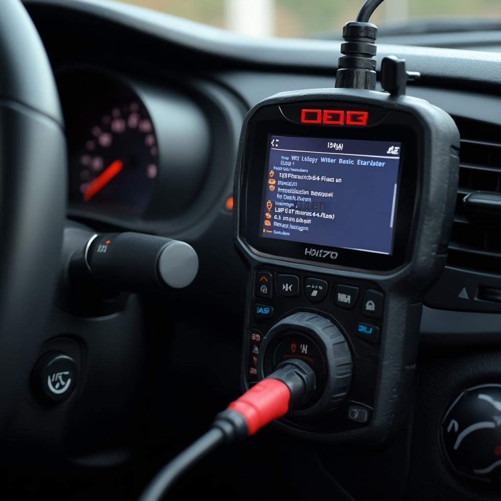 Auto OBD2 Reader Connected to Car's OBD Port