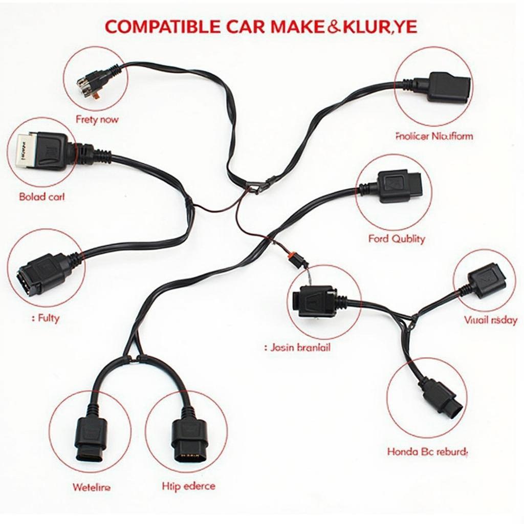 AutoEnginuity Compatible OBD2 Cables for Various Car Makes