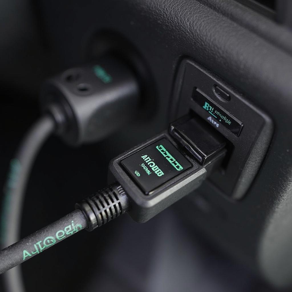 Autologic OBD2 cable connected to a car's OBD2 port