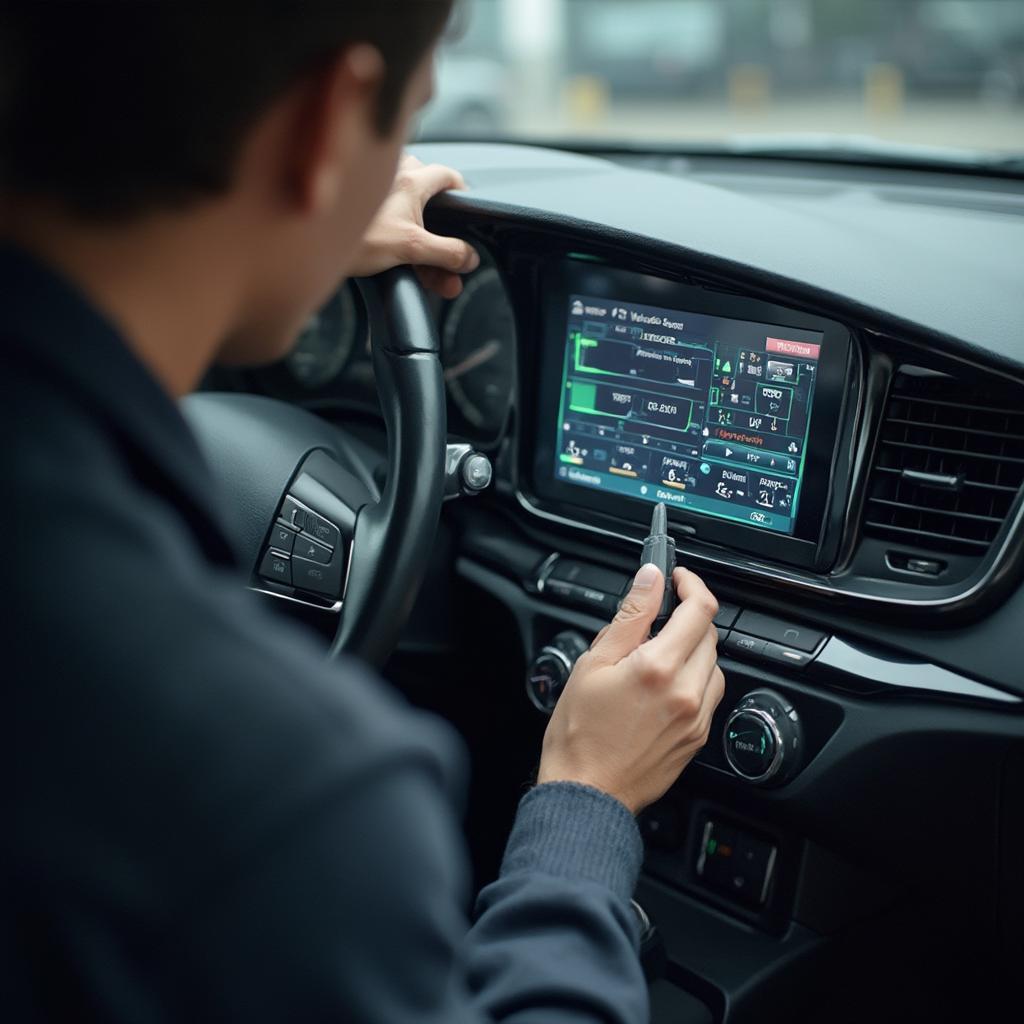 Automotive Technician Diagnosing a Car