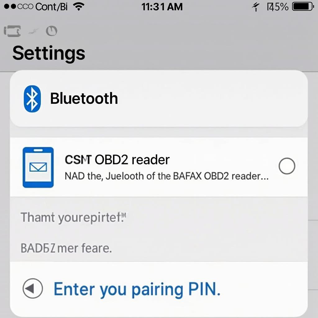 BAFAX OBD2 Reader Bluetooth Pairing