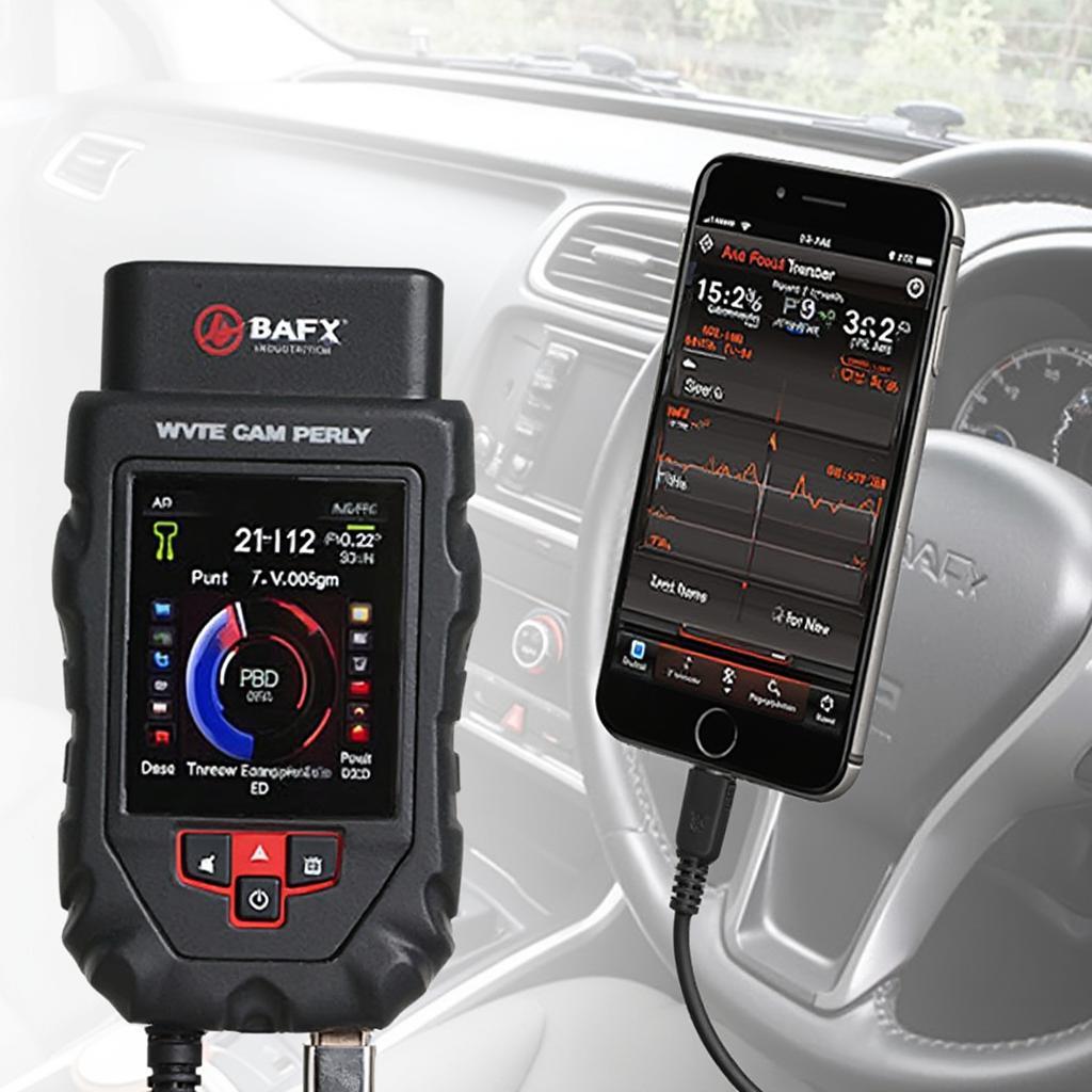 BAFX OBD2 Scanner Connected to Smartphone via Bluetooth