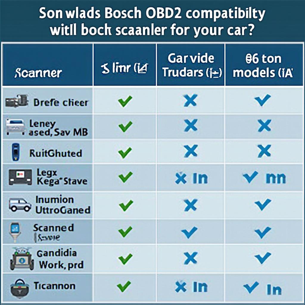 Bosch OBD2 Scanner Compatibility Chart