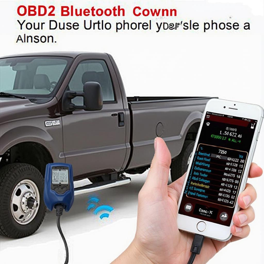 OBD2 Bluetooth Scanner Connected to a 2000 Ford F250 6.8