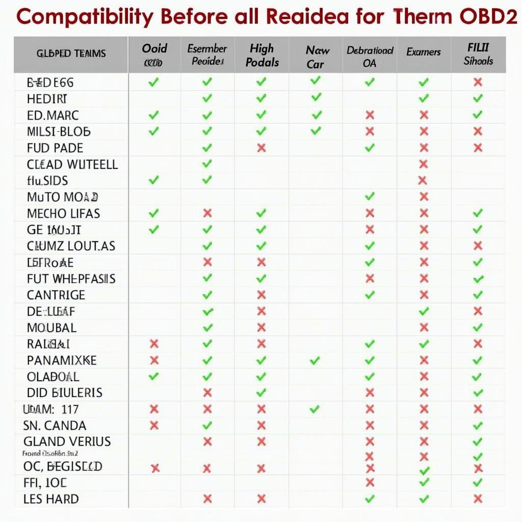 OBD2 Scanner Compatibility Chart 2019