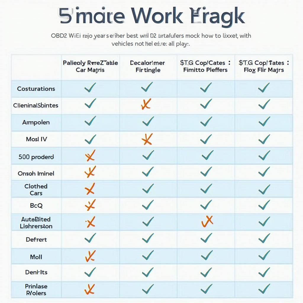 OBD2 WiFi Interface Compatibility Chart