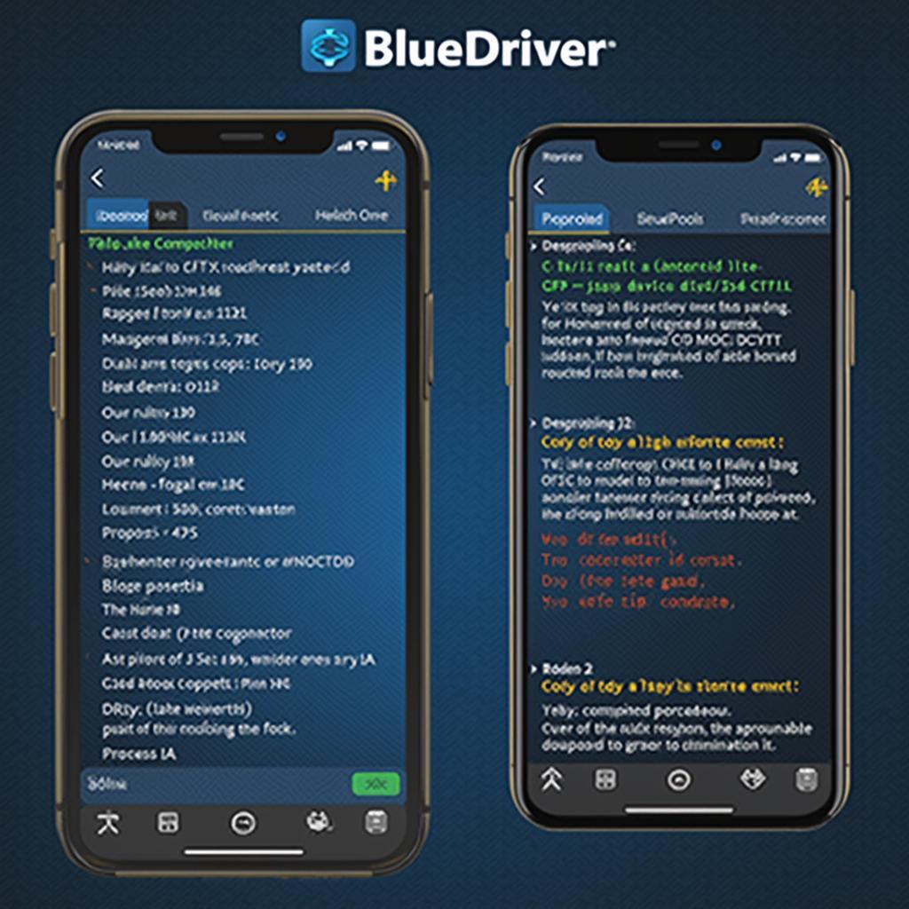 Bluedriver App Displaying Diagnostic Information on a Smartphone