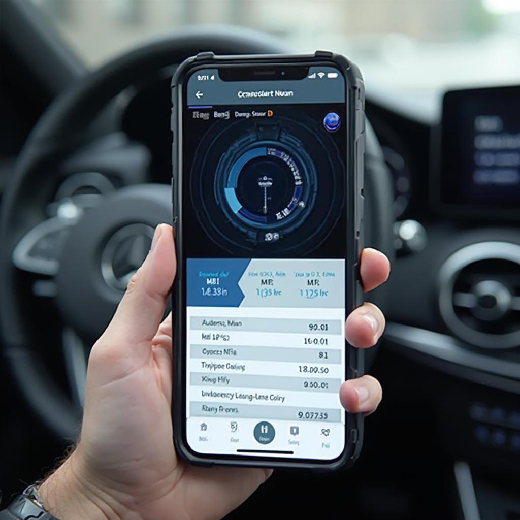 BlueDriver app on a phone displaying diagnostic data from a Mercedes