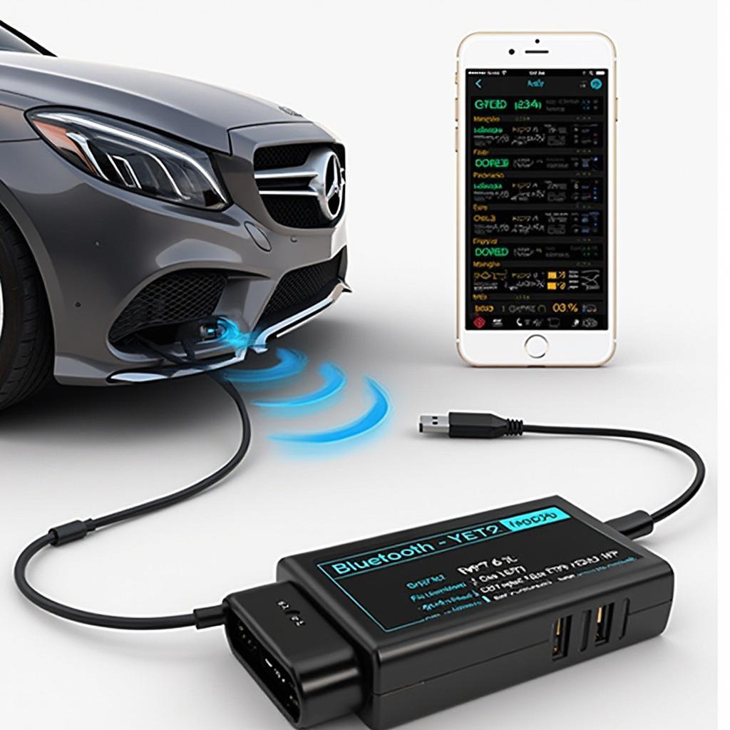 Bluetooth OBD2 Code Reader Connected to Smartphone