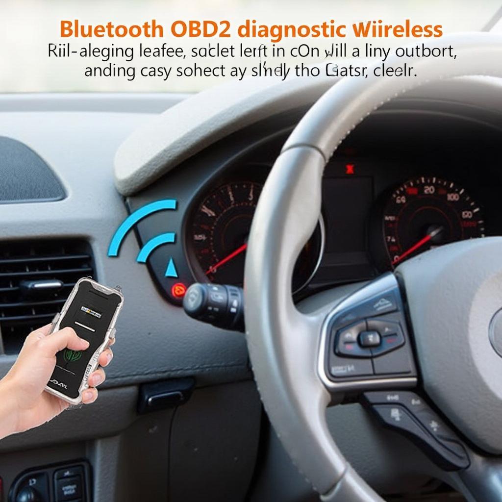 Bluetooth OBD2 Diagnostic Interface Connected to a Car