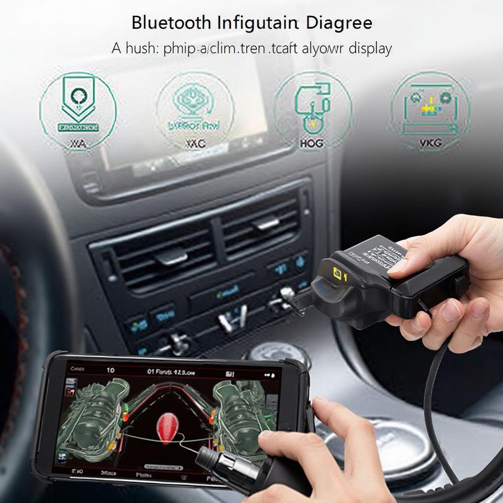 Bluetooth OBD2 Diagnostic Tool Connected to Smartphone