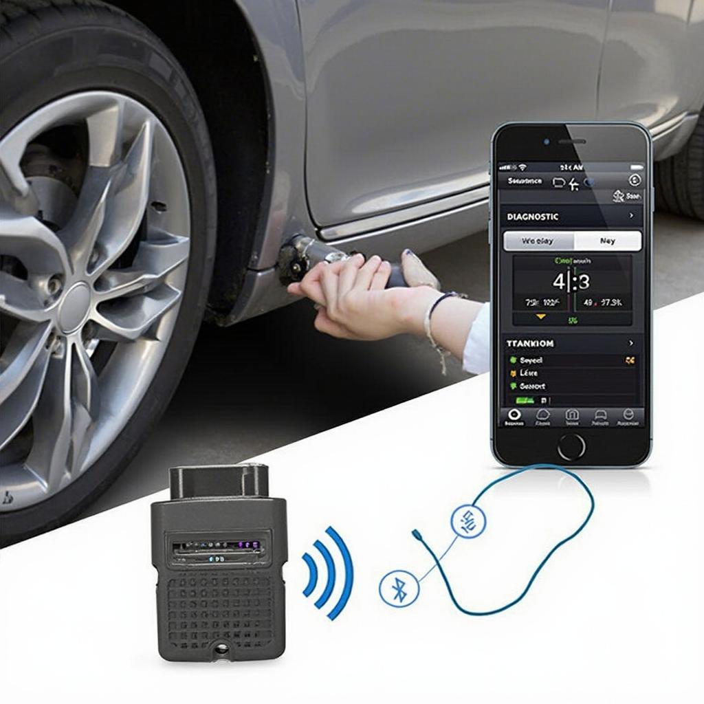 Bluetooth OBD2 Reader Connected to Car