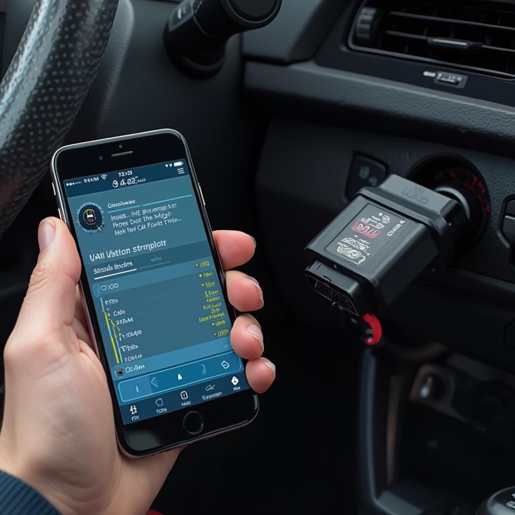 iPhone connected to a Bluetooth OBD2 scan tool