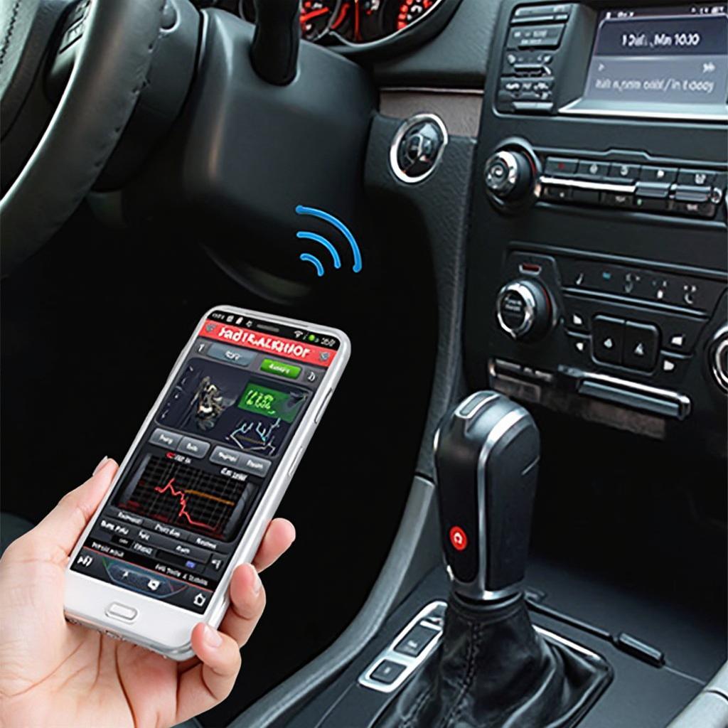 Bluetooth OBD2 scanner app connected to a car's OBD2 port