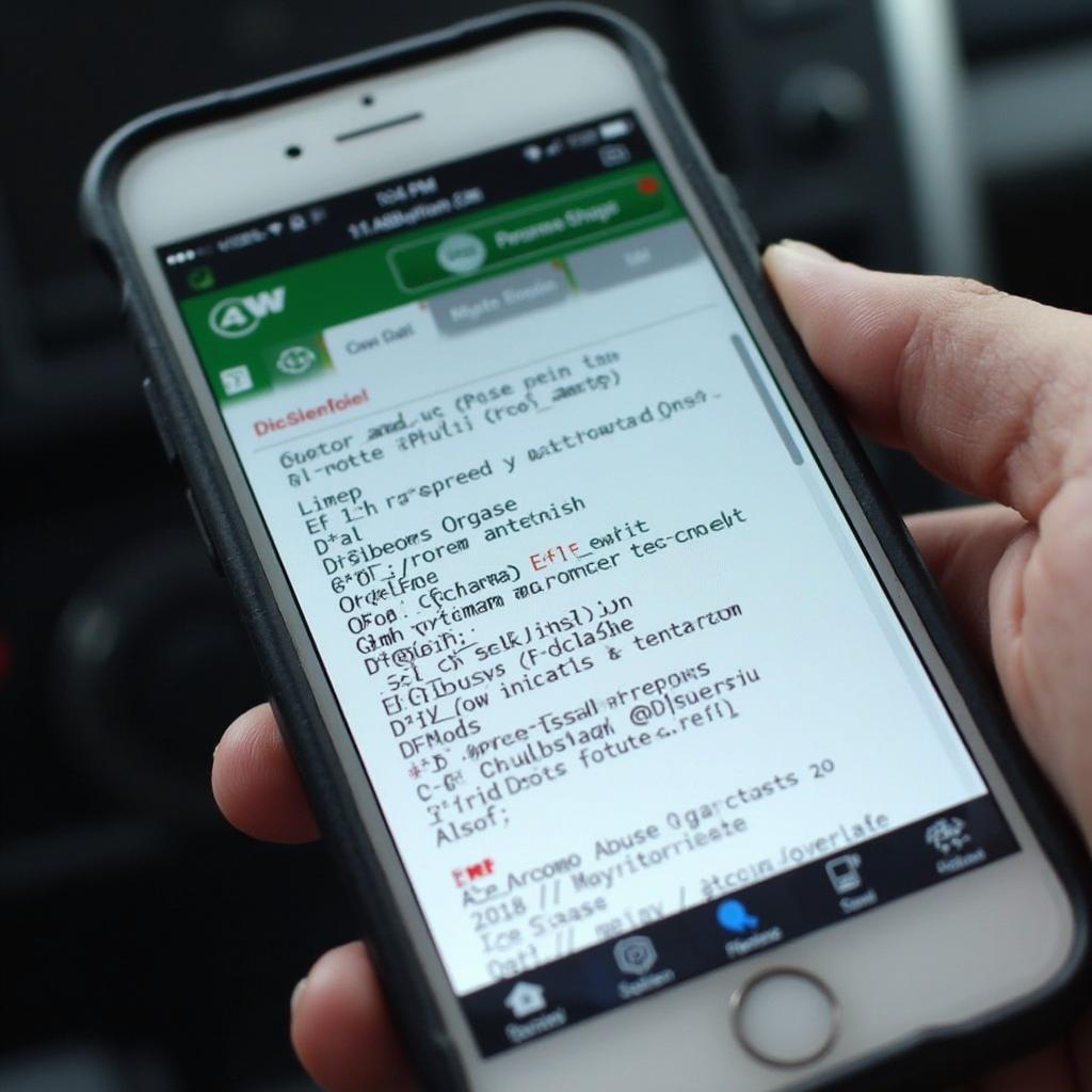 Bluetooth OBD2 scanner app displaying diagnostic trouble codes