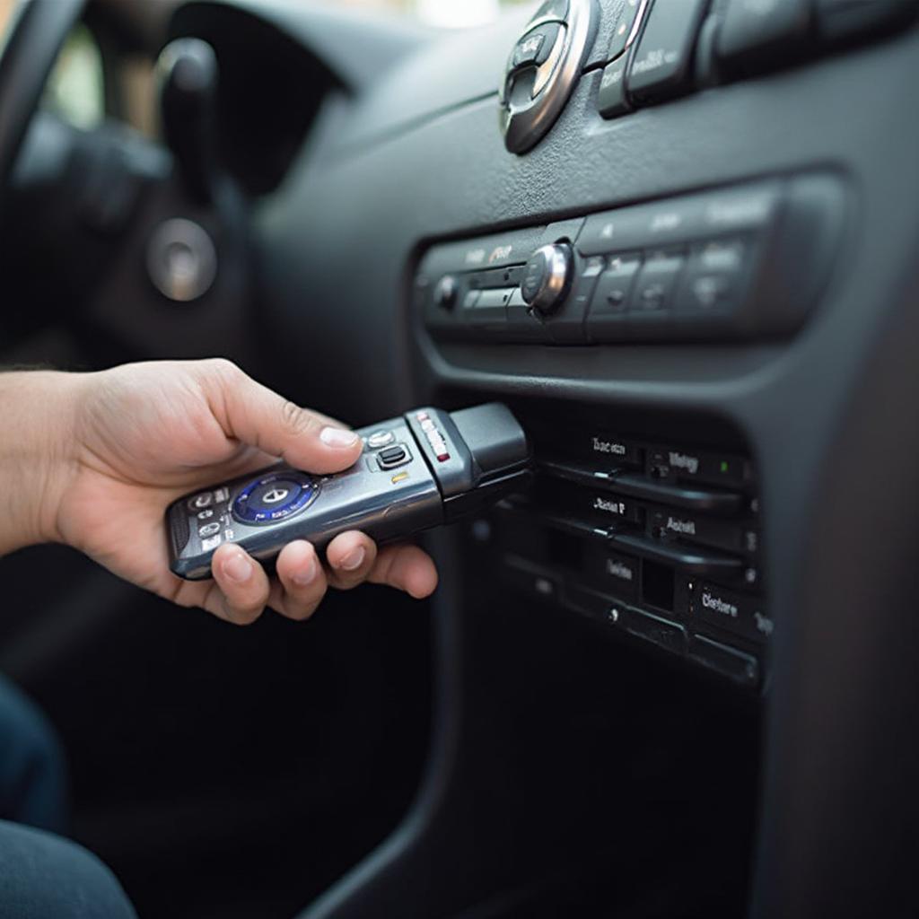 Bluetooth OBD2 Scanner Connected to Car