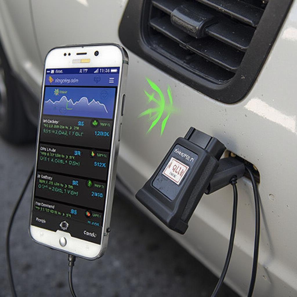 Bluetooth OBD2 Scanner Connected to a Car