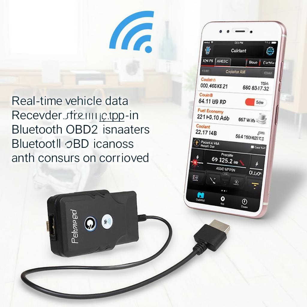 A smartphone displaying diagnostic data from a connected Bluetooth OBD2 scanner