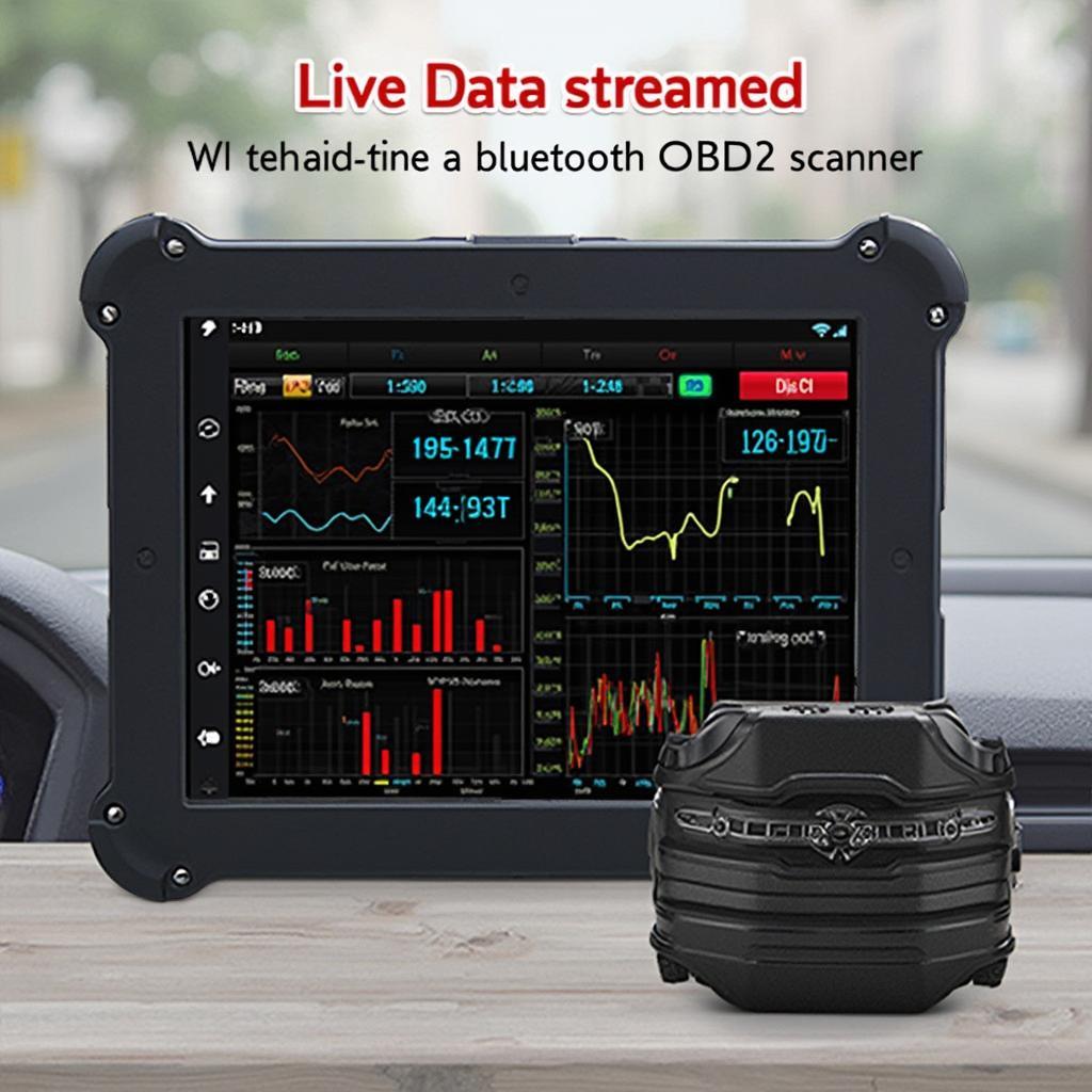 Bluetooth OBD2 Scanner Displaying Live Data on Tablet