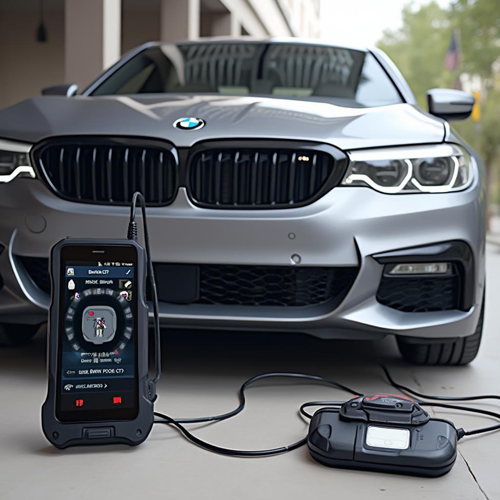 BMW Connected to OBD2 Scanner and Smartphone