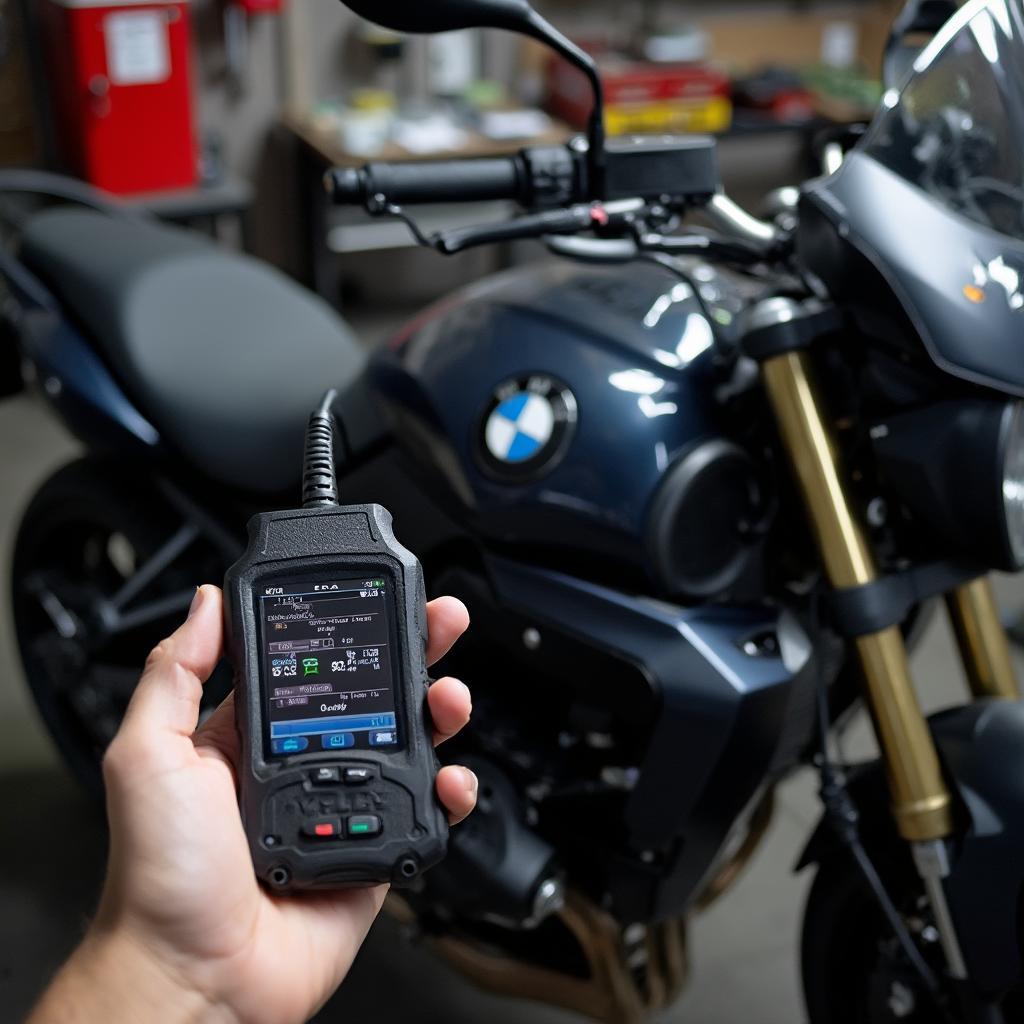 BMW Motorcycle OBD2 Scanner in Use