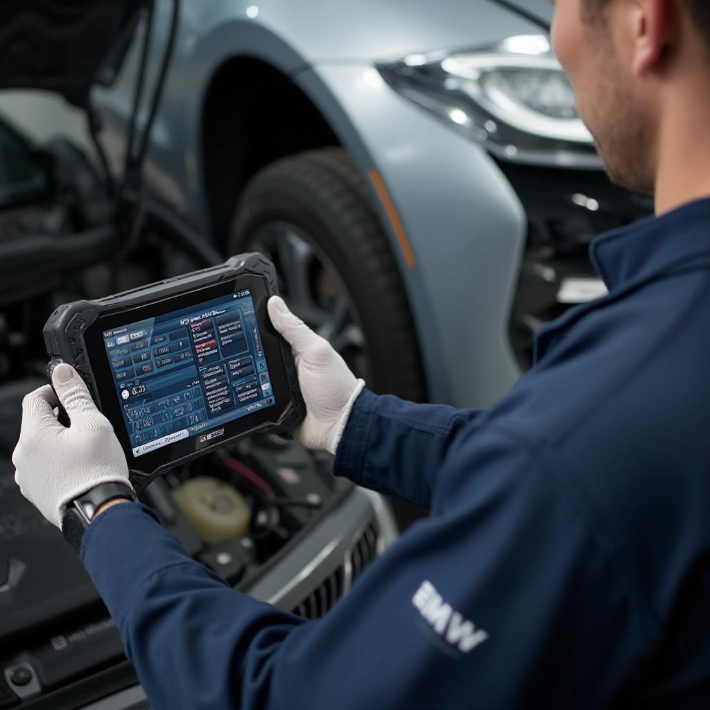 BMW specific OBD2 scanner in use