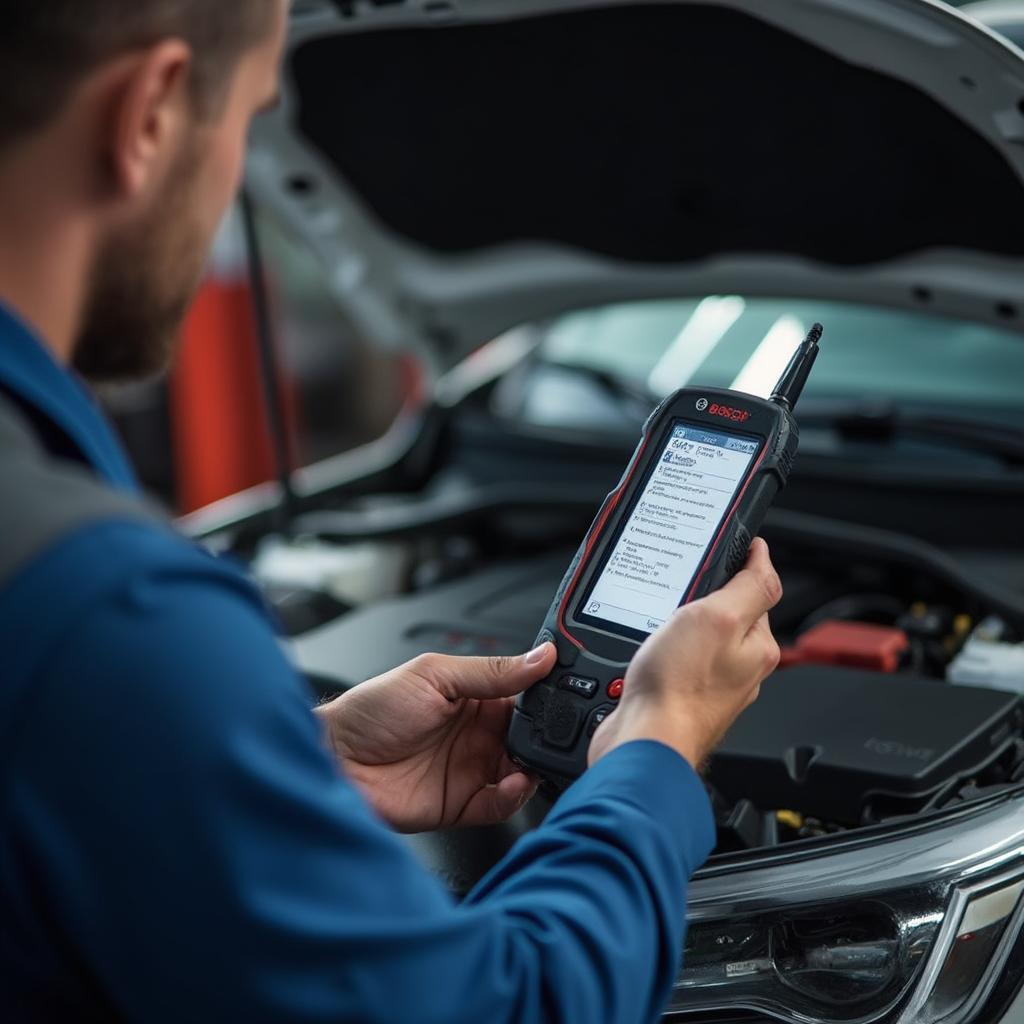 Bosch Auto Scanner OBD2 Diagnostic Tool in Use