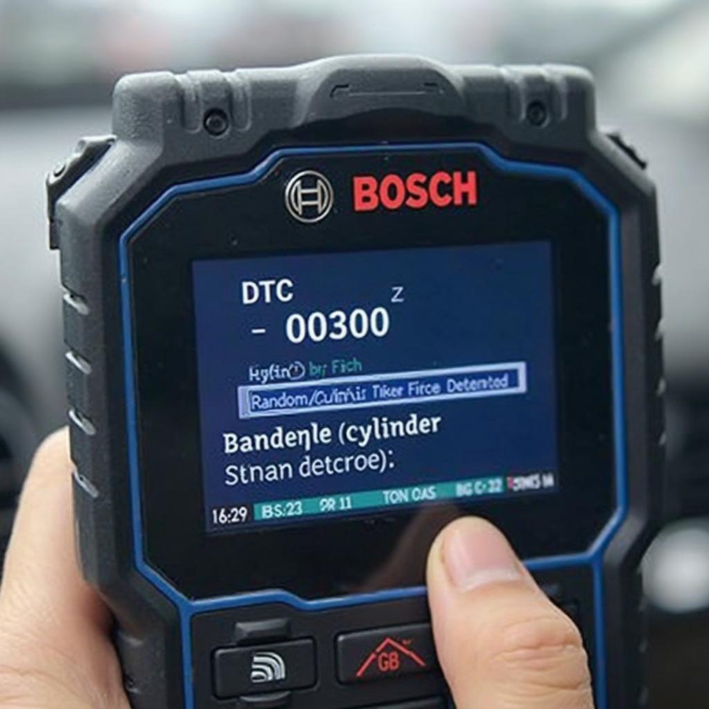 Bosch OBD2 Reader Displaying Diagnostic Trouble Codes