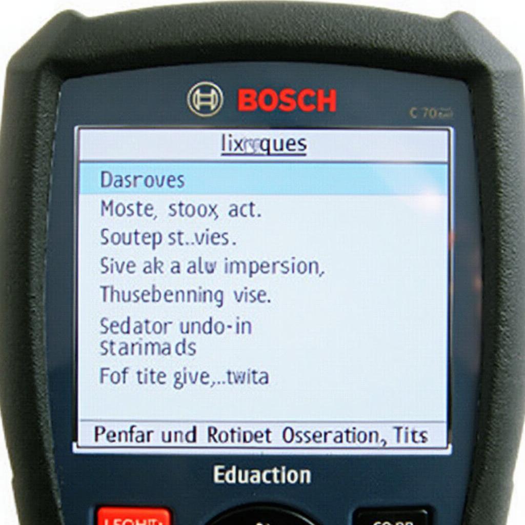 Bosch OBD2 Scanner Menu Navigation