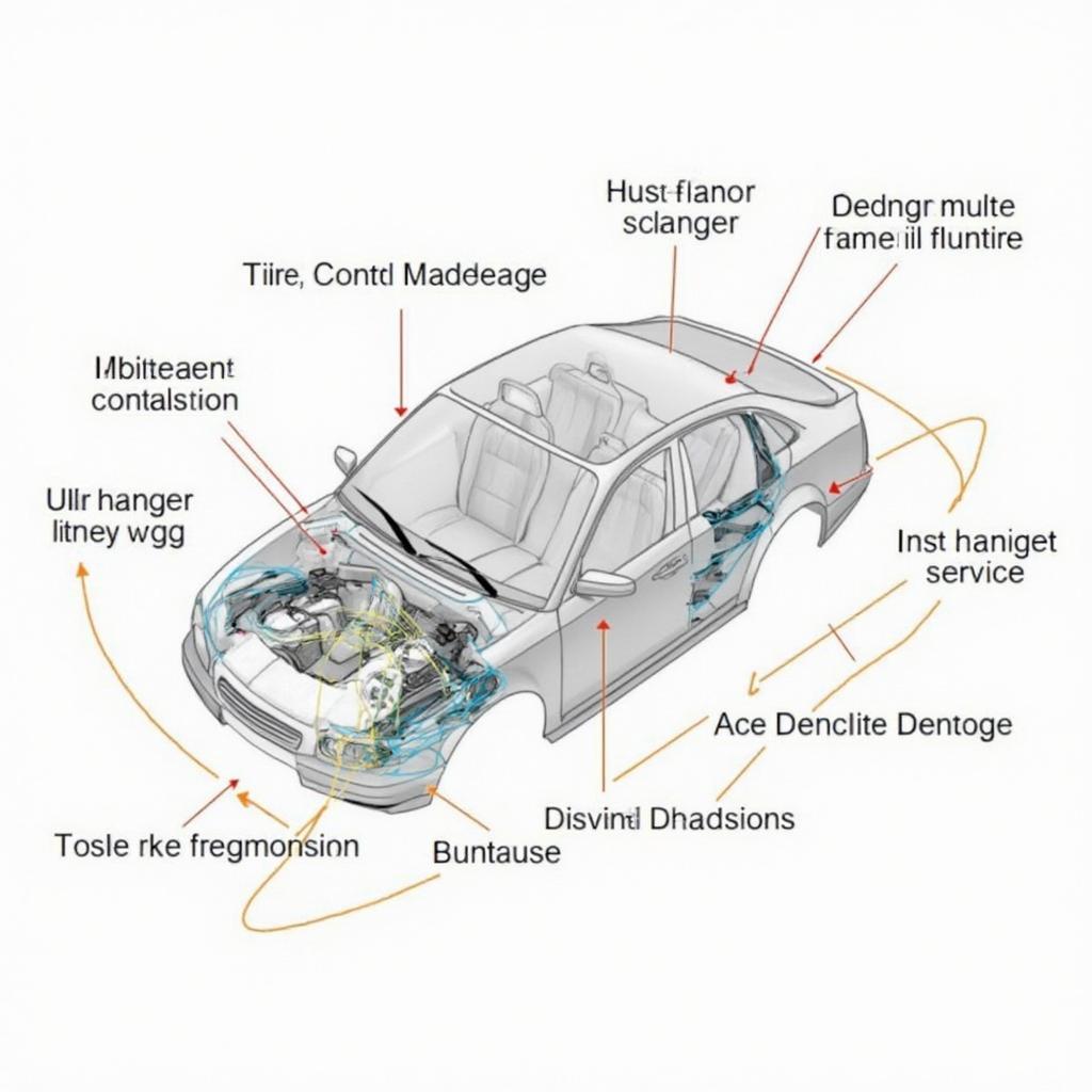 Diagram illustrating the components of a car airbag system