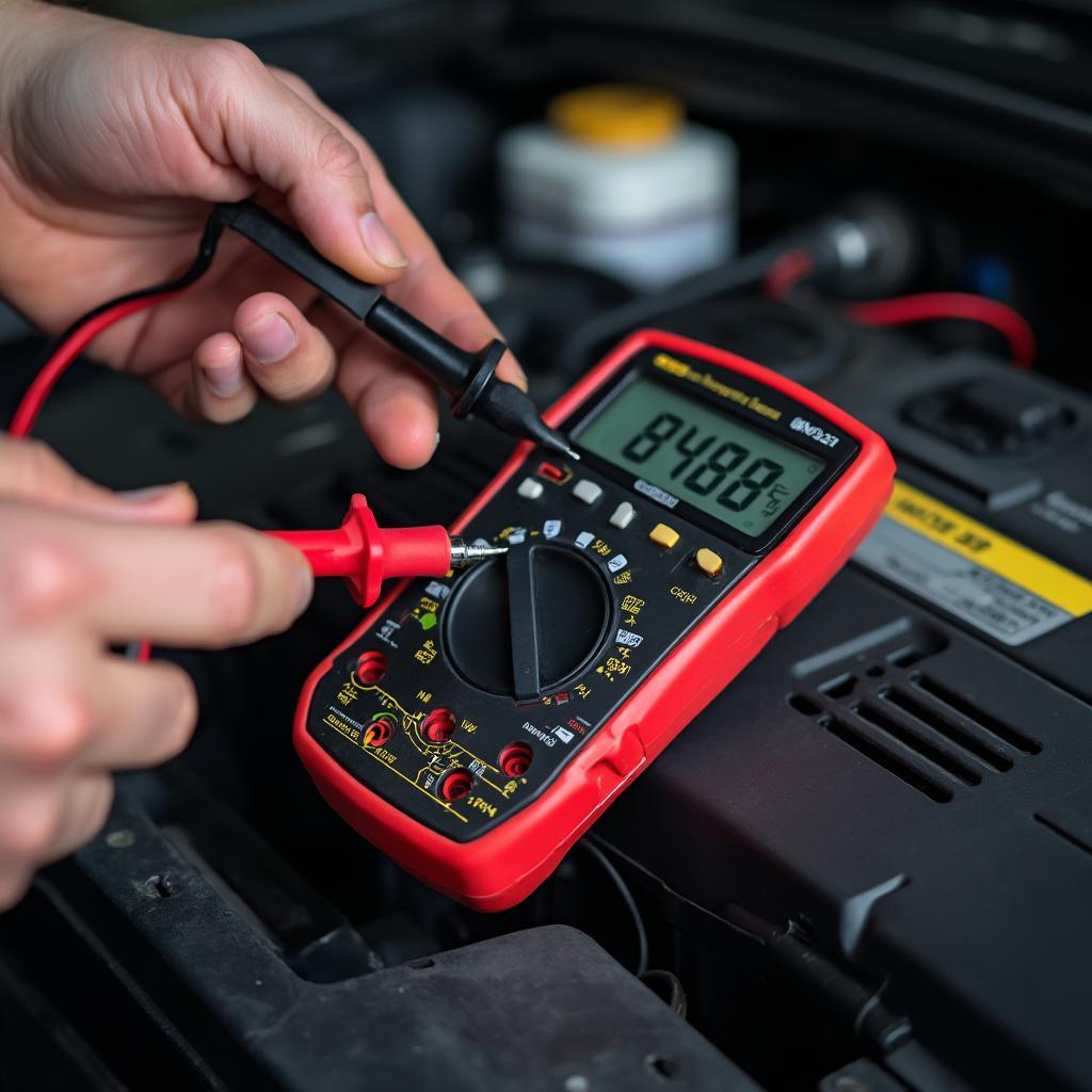 Car Battery Testing with Multimeter