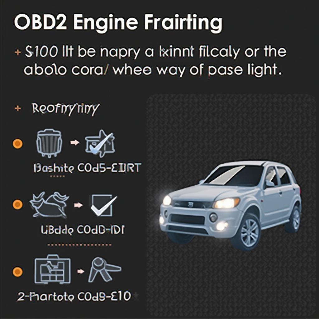 Car Dashboard with Check Engine Light Illuminated - OBD2 Code 2110