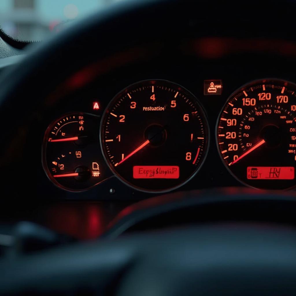 Car Dashboard Warning Light Illuminated