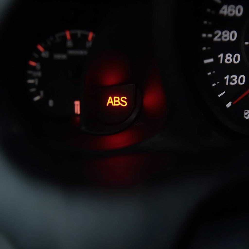 Car Dashboard with ABS Light Illuminated