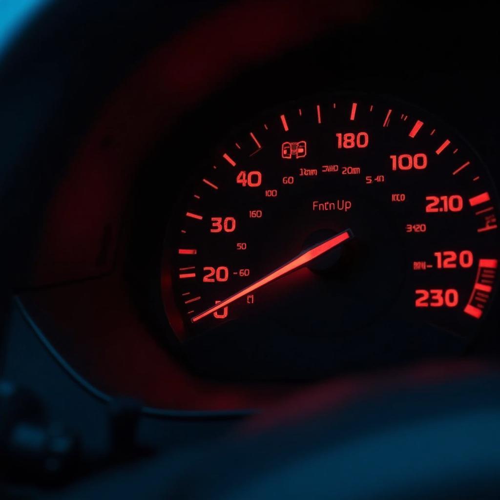 Car dashboard with check engine light illuminated