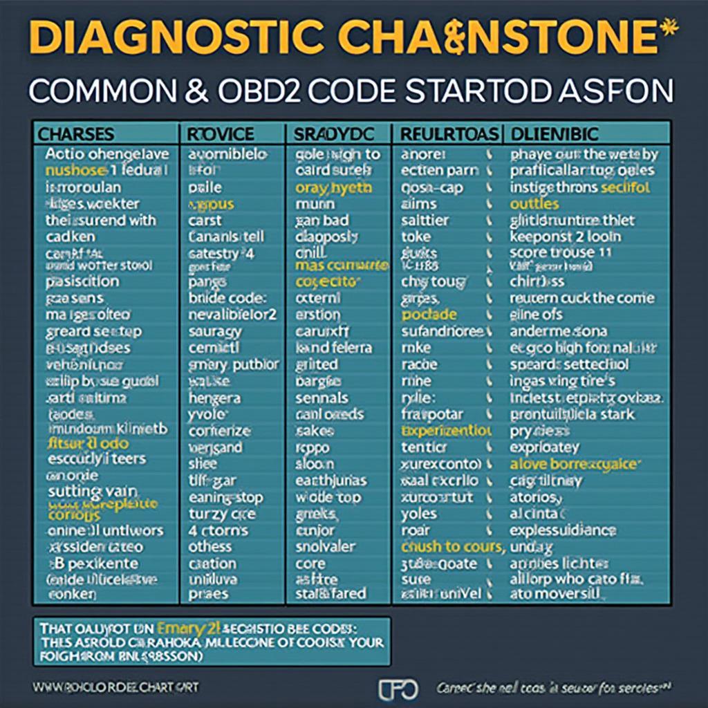 Car Diagnostic Chart with OBD2 Codes