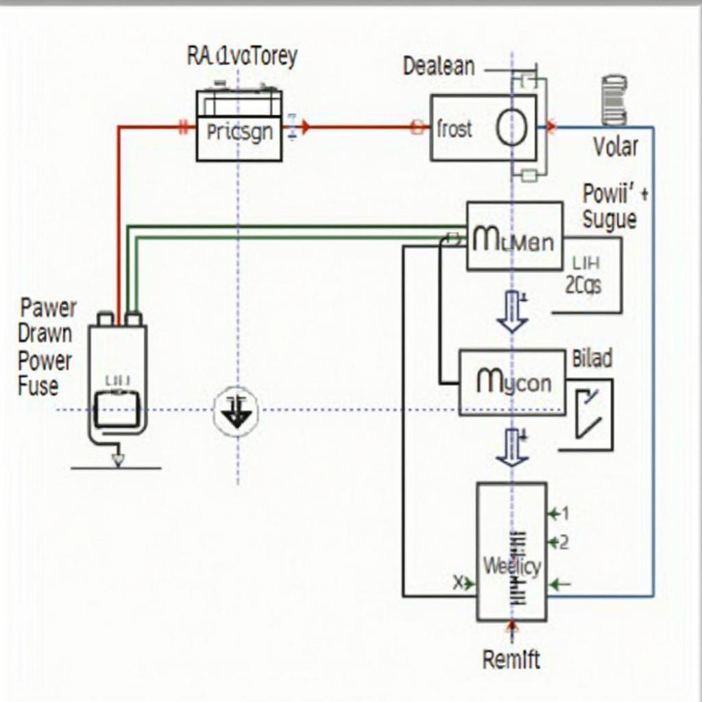 A simplified diagram illustrating a typical car electrical system, highlighting key components that could contribute to a power drain issue.