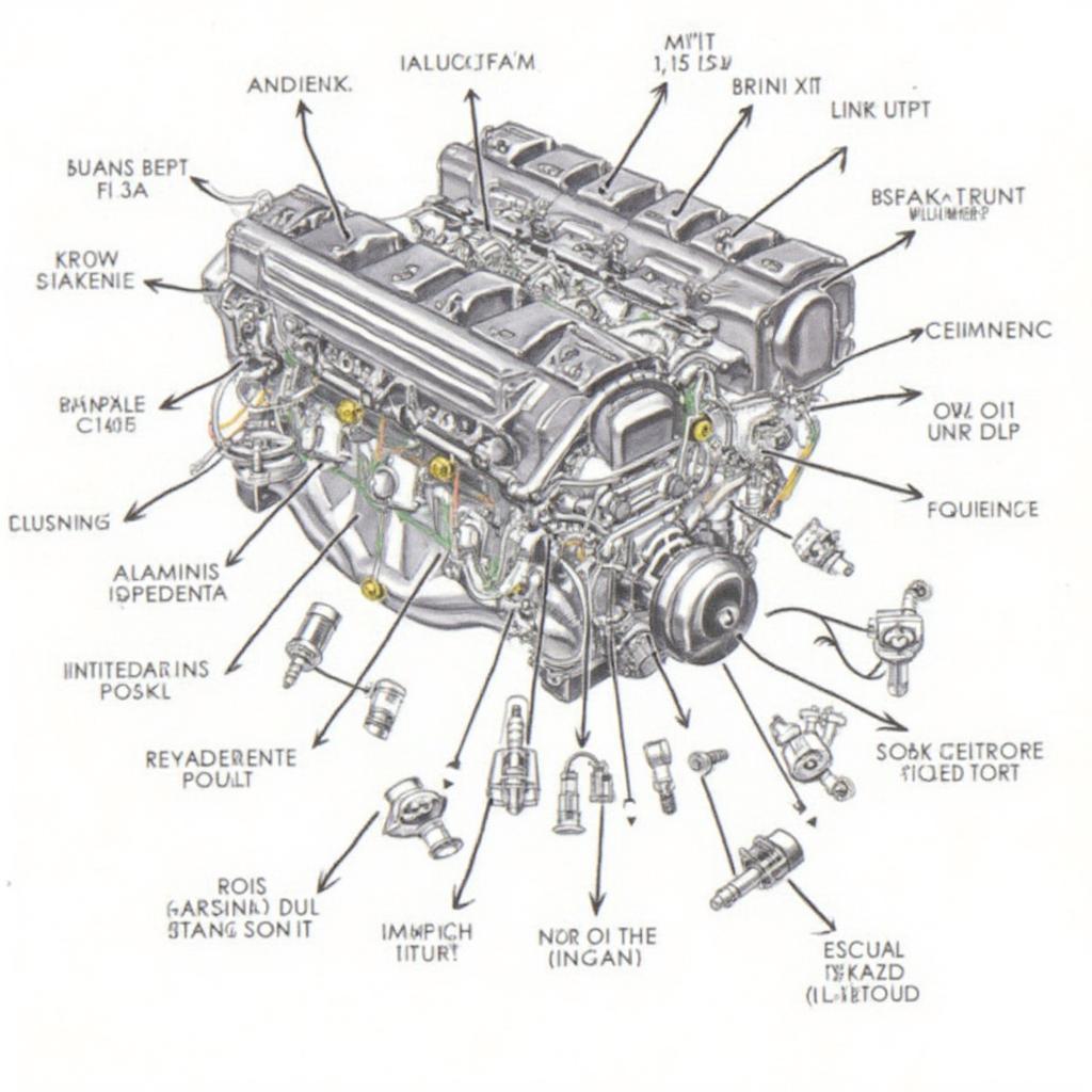 Car Engine Diagram Highlighting Cylinder 4